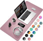 YSAGi Desk Mat, 35.4" x 17" Waterproof Laptop Leather Pad Protector, Large Blotter for Keyboard and Mouse, Writing Pad for Office and Home (Dark Pink+Pink)