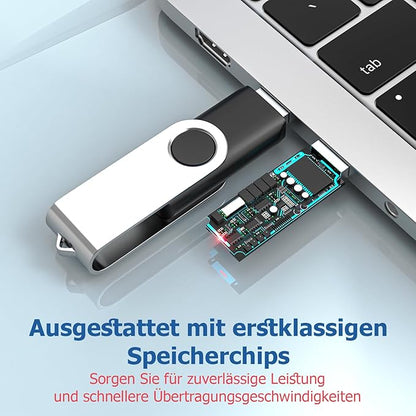 Flash Drives 64GB 10 Pack, Wooolken USB 2.0 Thumb Drives with Keychains Memory Stick USB Drive Pendrive for PC Laptop Computer (Mixcolors)