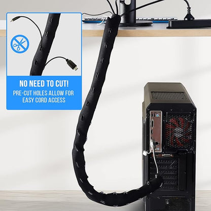 Large Cable Management Box, Cord Organizer to Hide Power Strip, Extension Cord, Surge Protector | Cord Hider Safe Box for Desk Organizers, Gaming PC, Computer, TV | White, Black Edition by Tokye®