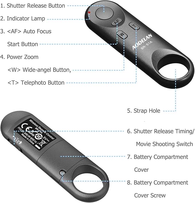 Wireless Camera Remote Shutter Release for Canon R3/ R7/ R10/ M50/ EOS M6 Mark II/R/RP /90D /6D Mark II /R5/ R6 /800D /850D /250D/Rebel SL2 /T7i /G5 X Mark II /G7 X Mark III, Replace Canon BR-E1
