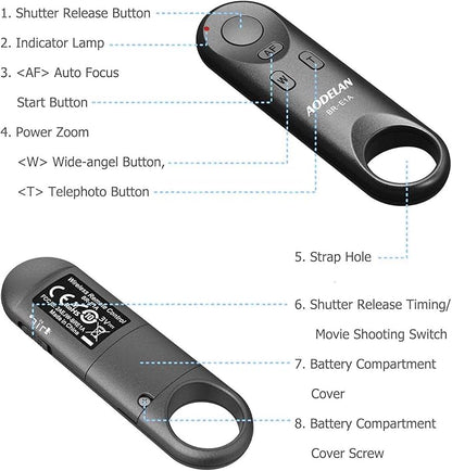 Wireless Camera Remote Shutter Release for Canon R3/ R7/ R10/ M50/ EOS M6 Mark II/R/RP /90D /6D Mark II /R5/ R6 /800D /850D /250D/Rebel SL2 /T7i /G5 X Mark II /G7 X Mark III, Replace Canon BR-E1