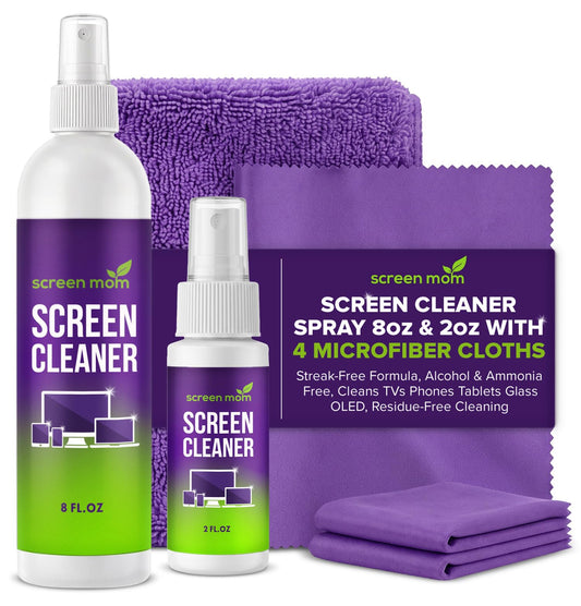 Screen Mom Screen Cleaner Spray 8oz & 2oz for TV, Car, Laptop and Computer