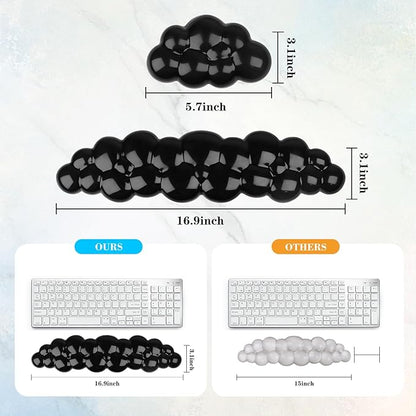 Gel Cloud Keyboard and Mouse Wrist Rest, Cute Wrist Support and Arm Support Keyboard Rest for Keyboard and Mouse Typing Pain Relief，Suitable for Office/Computer/Laptop/Gaming (Transparent Black)