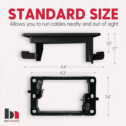 BestMounts - 1 Pack In Wall Cable Management Kit - Recessed Wall Plate Cable Pass Through Pair with Single Gang Low Voltage Mounting Bracket - TV Cord Hider for Wall Mounted TV ETL Listed