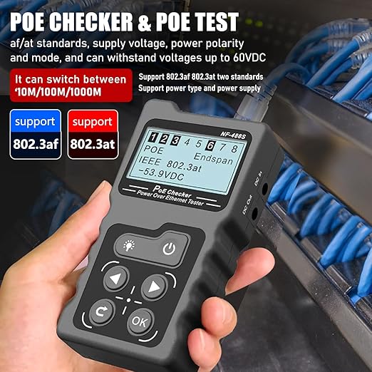NOYAFA NF-488 RJ45 Network Cable Tester POE Ethernet Power Detector Tool