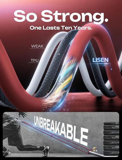 LISEN 240W Chubby USB C to USB C, 4 in 1 Charging Cable (6.6FT) with Light, USB A/C to C/L Multi Charging Cable for iPhone 16 15 14 Pro Max/MacBook/iPad Pro/SamSungS24,Red