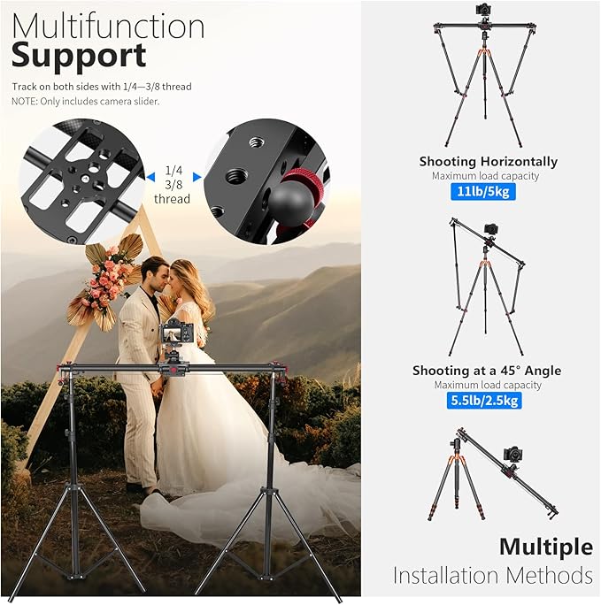NEEWER 31.5"/80cm Motorized Camera Slider, App Wireless Control Carbon Fiber Dolly Rail Slider, Support Video Mode, Time Lapse Photography, Horizontal, Tracking and 120° Panoramic Shooting (ER1-80)