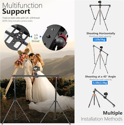 NEEWER 31.5"/80cm Motorized Camera Slider, App Wireless Control Carbon Fiber Dolly Rail Slider, Support Video Mode, Time Lapse Photography, Horizontal, Tracking and 120° Panoramic Shooting (ER1-80)