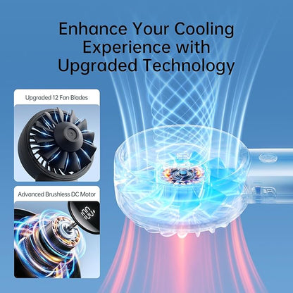 JISULIFE Handheld Fan Life4, 5000mAh Portable Rechargeable Fan, 5-Speed Turbo Wind, 15 Hrs Cooling, LED Display, Gifts for Men/Women, Essential for Travel,Beach,Vacation,Makeup,Concerts,Cruise-Black
