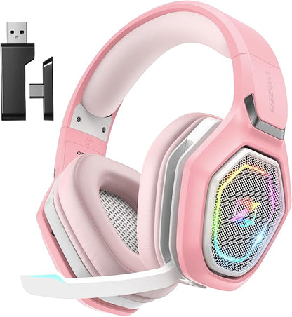 2.4GHz Gaming Headset Wireless with Flip Mic for Ps5, Ps4, PC, Gaming Headphones with USB-A & USB-C Transmitter, 40Hr Battery Bluetooth Headset for Laptop, Mobile, Mac