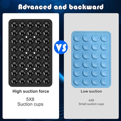 Silicone Double Sided Suction Phone Case Mount, Detachable Hands Free & Strong Grip Holder for Selfies & Videos, Compatible iPhone Android (Black, 1Pack)
