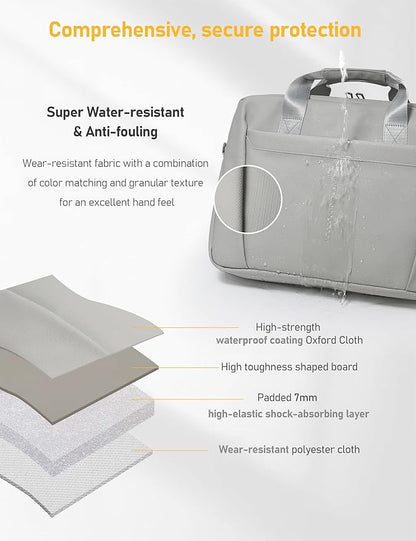 13-14 Inch Laptop Shoulder Bag Business Briefcase Water Resistant Computer Messenger Bags Compatible with MacBook Pro 14, MacBook Air 13 M4, HP, Dell, ASUS Notebook, Grey