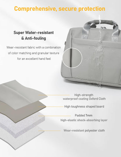 GAOCHY 13-14 Inch Laptop Shoulder Bag Business Briefcase Water Resistant Computer Messenger Bags Compatible with MacBook Pro 14, MacBook Air 13 M4, HP, Dell, ASUS Notebook, Grey