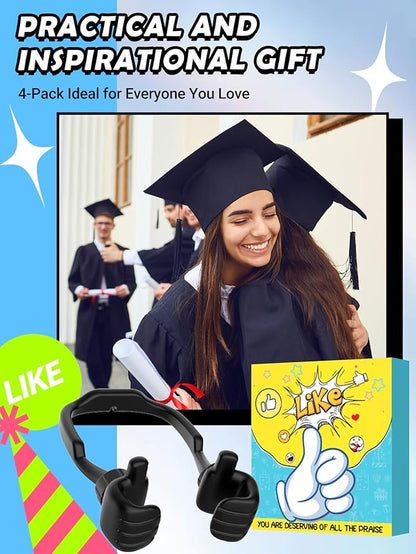 Dad Gifts for Fathers Day from Daughter Son Cell Phone Stand: 4 Pack UPGRADE Adjustable Thumbs Up Lazy Phone Holder for Desk Fun Birthday Gifts for Grandma Teens Girls Boys Adults Husband from Wife