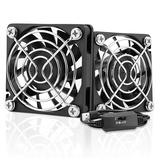 AmRunJe 60mm USB Cooling Fan 2PCS, 5V Brushless DC Fans with Variable Speed