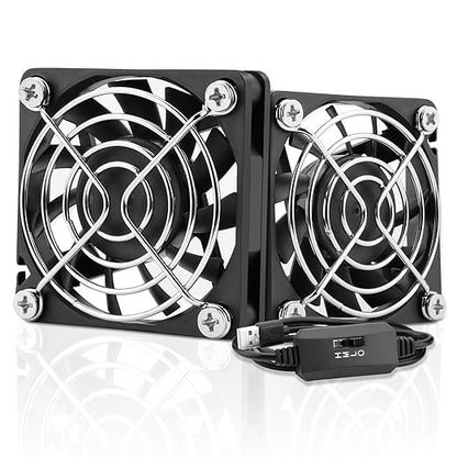 AmRunJe 60mm USB Cooling Fan 2PCS, 5V Brushless DC Fans with Variable Speed