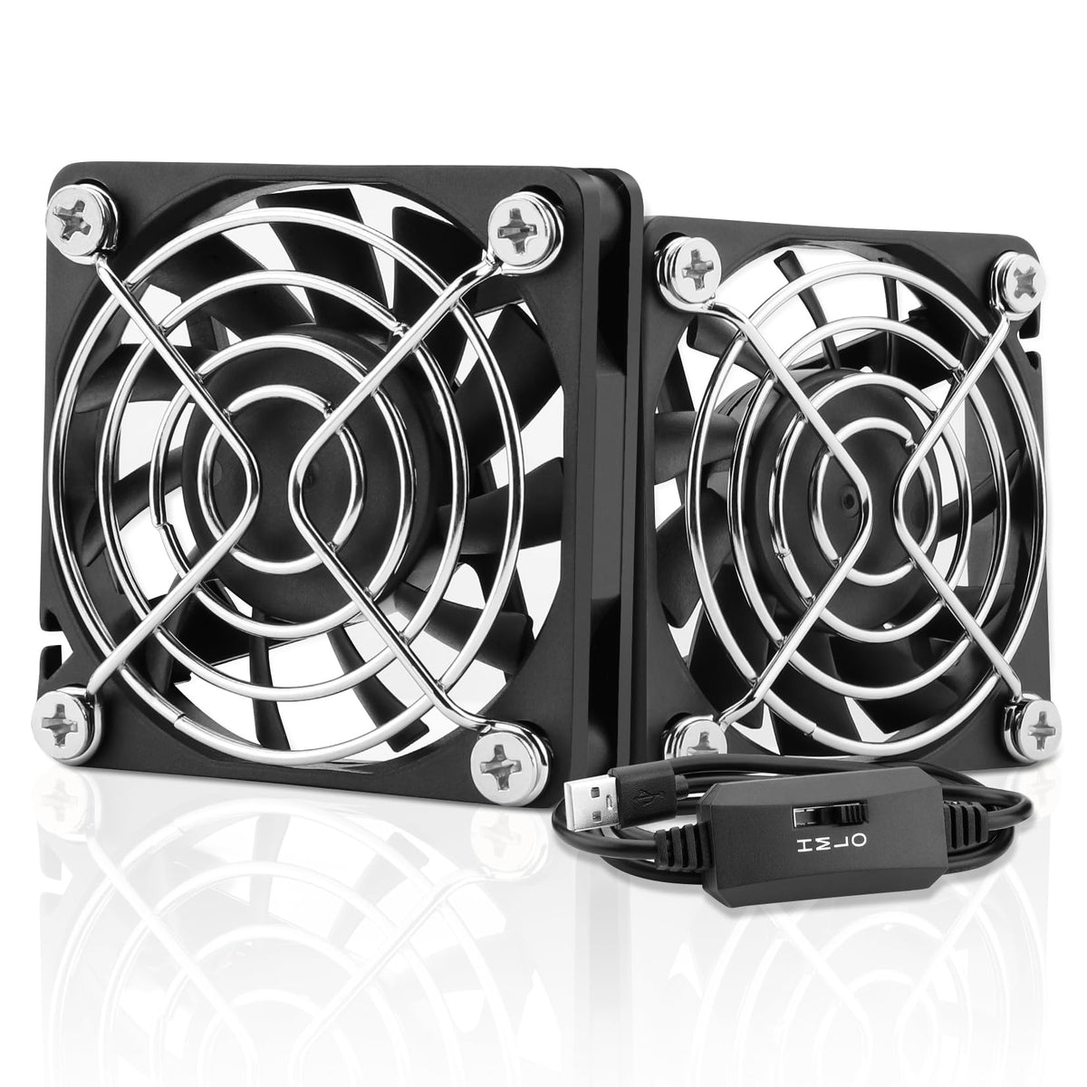 AmRunJe 40mm USB Fan 2pcs, 5V Mini Cooling Brushless Fan with Speed Control