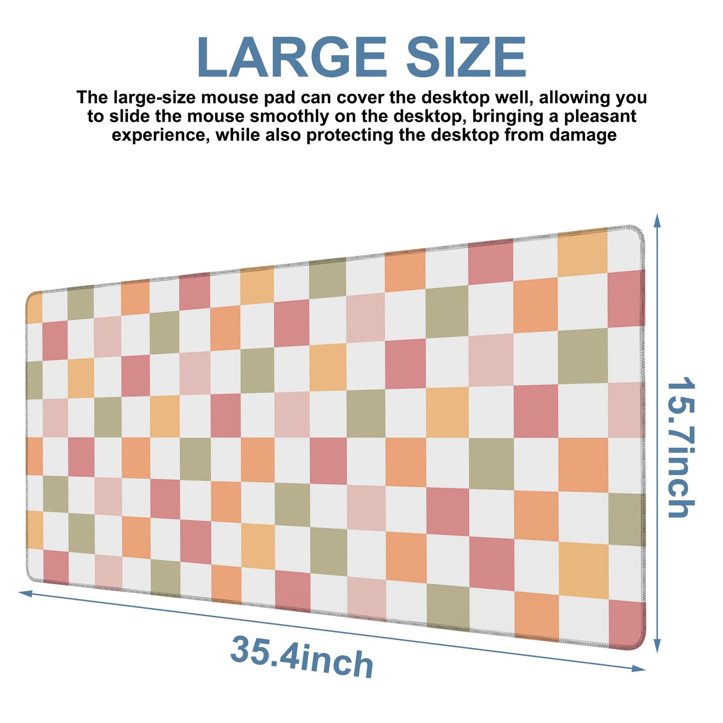 NITAHHHY Gaming Desk Pad Large Extra Length Multicolored Chess Board Mouse Pad Keyboard Laptop Non-Slip Waterproof with Rubber Base Thick Stitched Edge Mouse Mat for Office Home 35.4 x 15.7 Inches