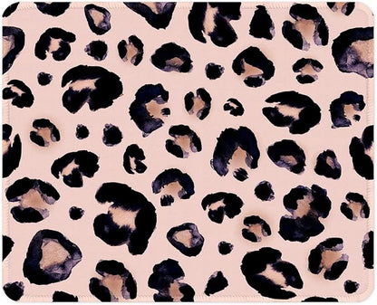 ITNRSIIET Mouse Pad with Stitched Edge Premium Textured Smooth Precise Operation Waterproof Washable Non-Slip Rubber Base Desktop Protection Mat, 10.2×8.3×0.12 inches, Leopard Black Purple