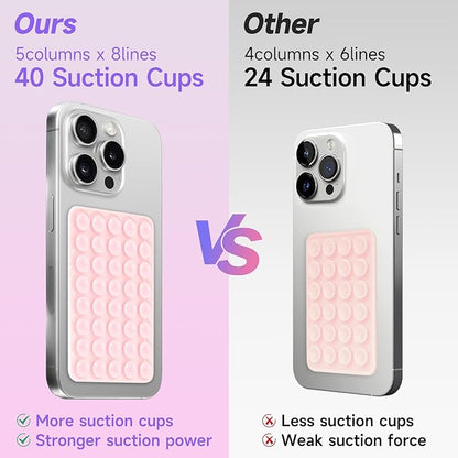 Silicone Suction Phone Case Mount, Non Slip Suction Cup Phone Mount, Phone Accessories Holder for Selfies and Videos, Silicon Adhesive Phone Stand Sticky for Cell Phone Black
