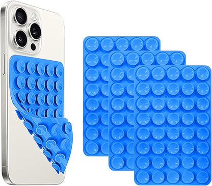 2 Pack Double Sided Silicone Suction Cup Phone Case Mount, Hands-Free Silicon Phone Grip with Higher Suction Power for Selfies and Videos, Non Slip Phone Accessories, Blue