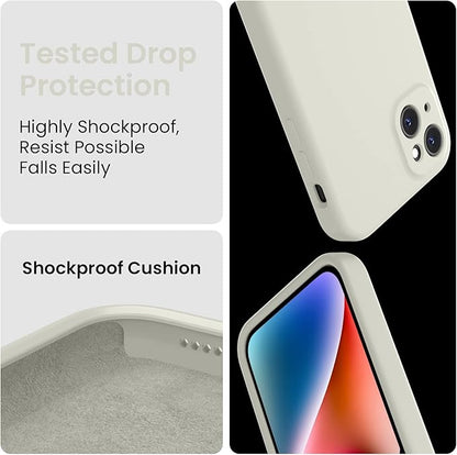 FireNova Designed for iPhone 13 Case, Silicone Upgraded [Camera Protection] Phone Case with [2 Screen Protectors], Soft Anti-Scratch Microfiber Lining Inside, 6.1 inch, Stone