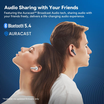 EarFun Air Pro 4 Adaptive Hybrid Noise Canceling Wireless Earbuds, Qualcomm Snapdragon Sound, aptX™ Lossless, 6 Mics AI CVC 8.0 Call, LDAC Hi-Res Audio, 52H Playtime, Bluetooth 5.4, in-Ear Detection