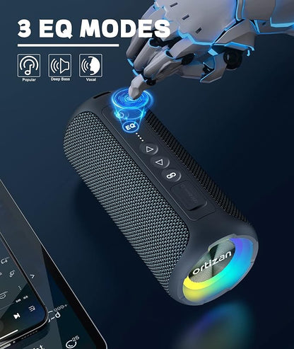 Ortizan Bluetooth Speakers, Portable Wireless Stereo Speaker - IPX7 Waterproof, 30W RMS(40W Peak) Loud Sound, Deep Bass, LED Light, Bluetooth 5.3, for Home/Shower/Outdoor/Beach, Gifts for Adult, Navy