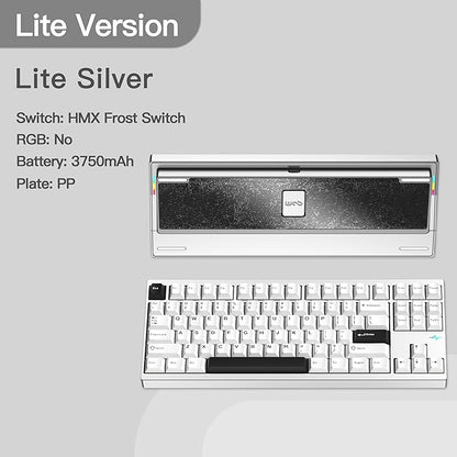 KEEBMONKEY WOBKEY Crush 80 Reboot CNC Aluminum 5-Second Quick-Release Triple-Mode Connectivity Mechanical Keyboard with Superior Acoustics (Lite Silver)