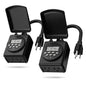 BN-LINK 7 Day Outdoor Heavy Duty Digital Programmable Timer, Outdoor Timer Outlet Waterproof, 2 Grounded Electrical Outlets for Christmas Lights, ETL Listed（2 Pack）