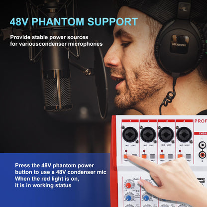 Yamnweo MW-6 White 6 Channel Professional DJ Audio Mixer, Portable Controller Mixer with DSP 99 Preset Effects for Live Streaming, Podcasting, Family Party, Music Recording
