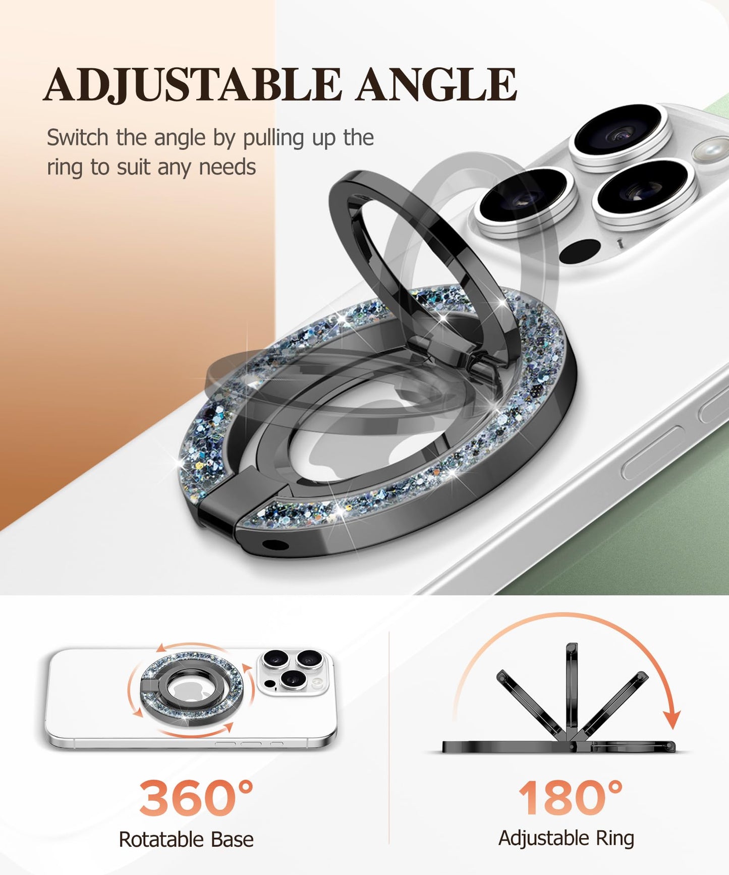 GVIEWIN Magnetic Phone Ring Holder, Compatible with MagSafe Phone Grip