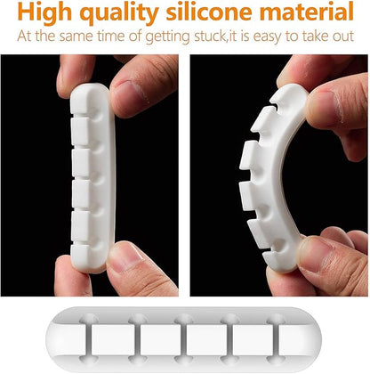 Cord Organizer Cable Holder Management – 5 Pack White Cable Clips Cord Holder for Nightstand, Desk, Car | Adhesive Cable Organizer Wire Holders for Cords, Charger, Office, Desk
