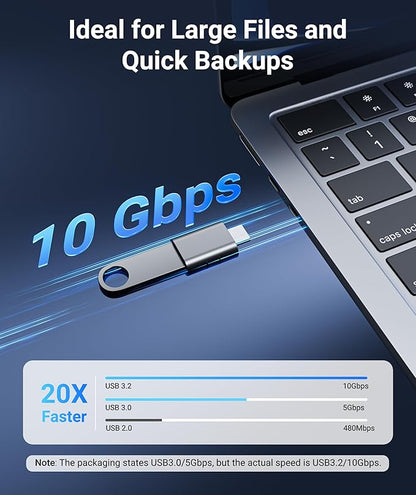 Syntech USB C to USB Adapter Pack of 2, USB 3.0 Female to Thunderbolt 4/3 Adapter Compatible with MacBook Pro Air 2024, Surface, iPad, iPhone, Galaxy Notebook, XPS and More Type C Devices, Space Grey