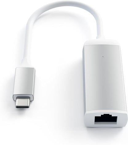 Satechi USB C to Ethernet Cable, Type-C Gigabit Ethernets Adapter, Aluminum Portable Ethernet-to-USB Converter for MacBook Pro/Air, iPad Pro/Air/Mini, Windows Laptop, Switch (Silver)