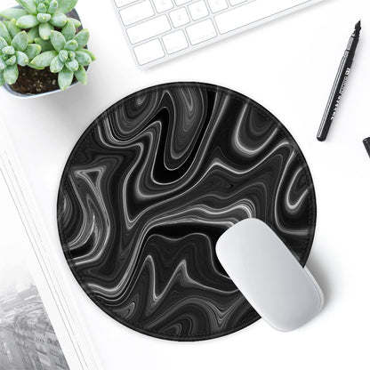 ITNRSIIET Round Mouse Pad with Stitched Edge Premium-Textured Waterproof Non-Slip Rubber Base Desktop Protection Mat Diameter 8.7 inches, Abstract Black and White