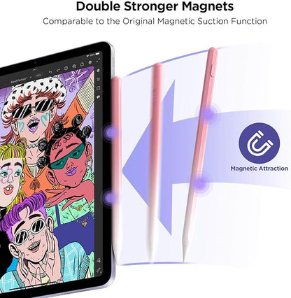 Stylus Pen for iPad 2018-2025, 15Mins Fast Charge for Apple Pencil, Palm Rejection, Compatible with iPad 10/9/8/7/6, iPad Pro 12.9"/11"/13" M4, iPad mini 6/5, iPad Air 5/4/3/11"-13" M2