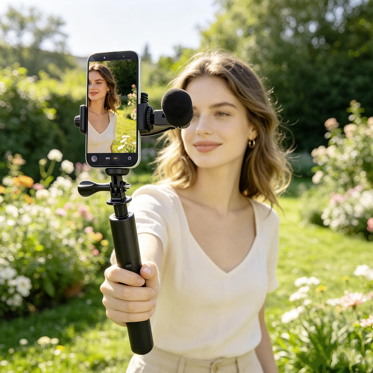Suptig Phone Holder for Tripod, Action Camera Tripod Mount Adapter Compatible for iPhone, Gopro, DJI Action, Insta 360, Akaso, Mic, LED Light Photography Accessories
