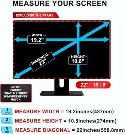 22 inch Computer Privacy Screen Filter for 16:9 Aspect Ratio Widescreen Monitor - Anti-Glare & Anti-Scratch Protector Film - Blue Light Filter (22 Inch (Diagonal) - 16:9Aspect Ratio)