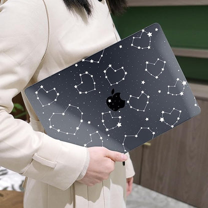 MEEgoodo Case for MacBook Air M4/M3/M2 13.6 inch 2025 2024 2022, Fit Model A3240 A3113 A2681, Compatible with MacBook Air 13 inch, Laptop Hard Shell Case with Keyboard Cover, Constellations & Hearts