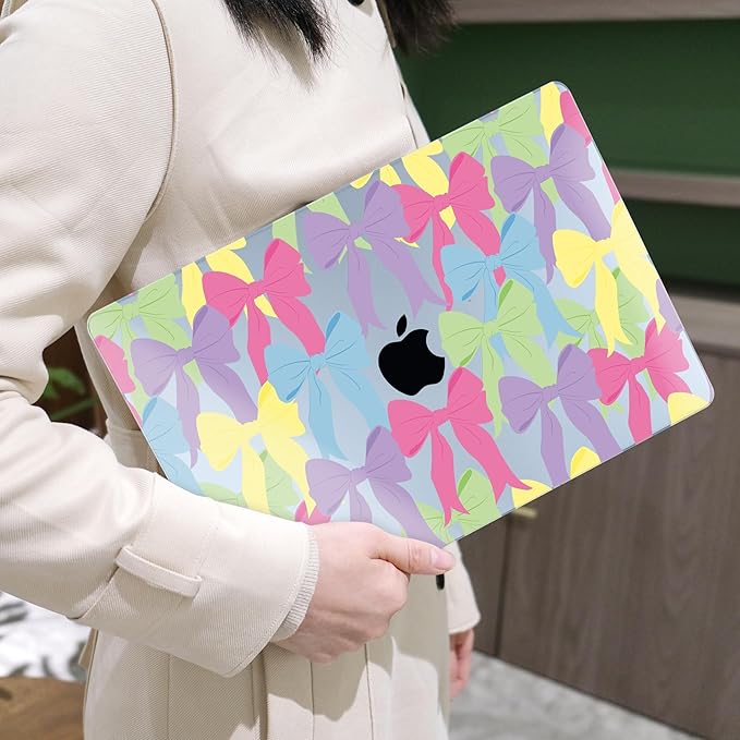 MEEgoodo Case for M4/M3/M2 MacBook Air 13.6 inch Case 2025 2024 2022, Fit Model A3240/A3113/A2681, Laptop Hard Shell with Keyboard Cover Compatible with MacBook Air 13 inch, Cute Colorful Bows