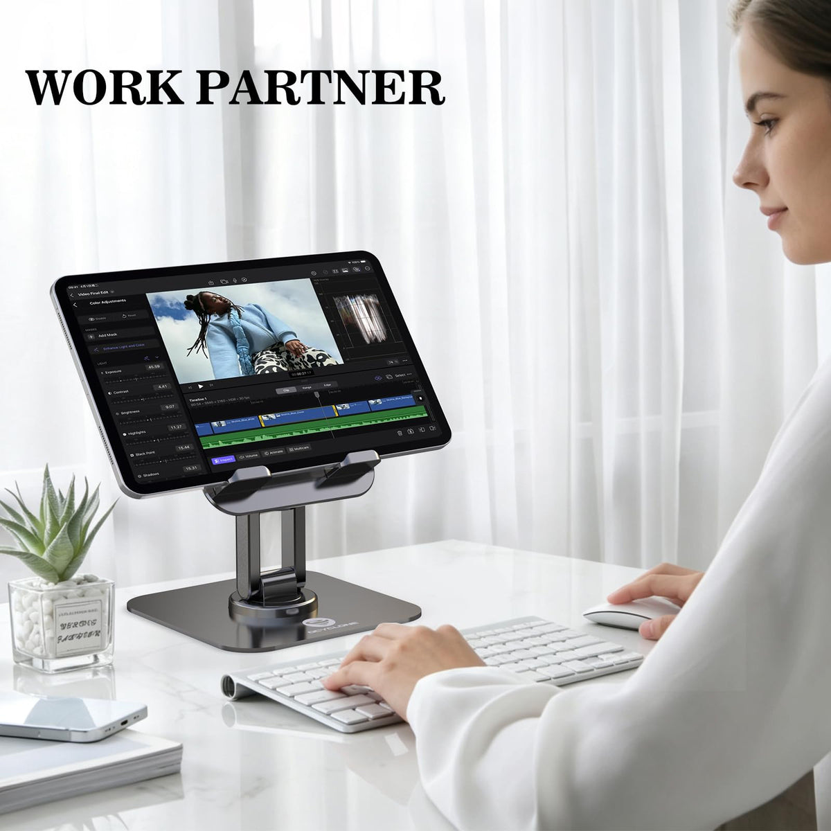 OCYCLONE iPad Stand, 360° Rotating iPad Tablet Stand Holder for Desk, Black