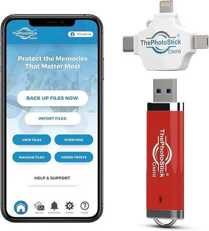 ThePhotoStick® Omni 512GB + Protective Case | Secure Photo & Video Backup and Transfer | Digital File Organization | USB & Multiport Connection for Phones, Tablets and Computers | Water Resistant Case