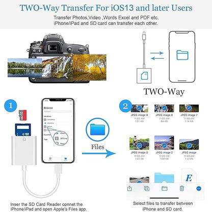 (Apple MFi Certified) iPhone 16 SD Card Reader, esbeecables USB C to SD Card Reader Trail Camera Viewer SD Memory Card Reader Adapter Plug and Play for iPhone 16/16Plus 15Pro iPad, MacBook, iMac