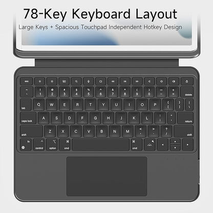 HOU iPad 9th Generation Case with Keyboard(8th/7th gen),iPad Air 3 & Pro 10.5" 360° Rotatable&Detachable Combo,Ultra-Silent Keys,7-Color Backlit,50H Battery,Lightweight Cover,Portrait/Landscape,Black