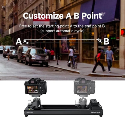 Accsoon Toprig 16inch/40cm Motorized Camera Slider, Button/APP Control Dolly Rail Slider, Speed Adjust/Time-Lapse/120° Panoramic Shooting/Loop Mode, Compatible with DSLR Camera, Gopro, Camcorder (S40)
