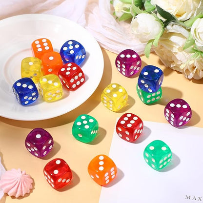 18 Pcs Casino Theme Party Dice Large Opaque Jumbo Acrylic D6 Dice for Casino, Craps, Table Games and Board Games(19 mm,Vivid Color)
