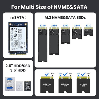 CR311 3-in-1 SSD Cloner, USB3.2 Gen2*2 M.2 Reader, Supports M.2 NVMe/SATA, SATA 2.5''/3.5'' HDD