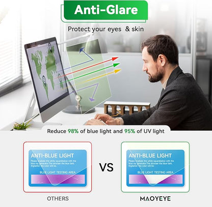 [2 Pack] Magnetic 24 Inch Computer Anti Blue Light Screen Protector for 16:9 Aspect Ratio Widescreen Monitor, Hanging Eye Protection Anti-Glare Light Screen Protector, Removable 24 in Protective Film