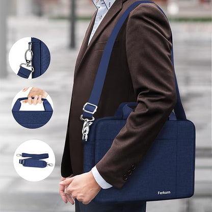 Ferkurn Laptop Bag Case for Women Men Computer Bag Compatible with HP Envy Pavilion Omen/LG Gram/MSI/Dell Inspiron XPS/Lenovo/Acer, Shoulder Strap Carrying Messenger Briefcase, Blue, 17 17.3 Inch